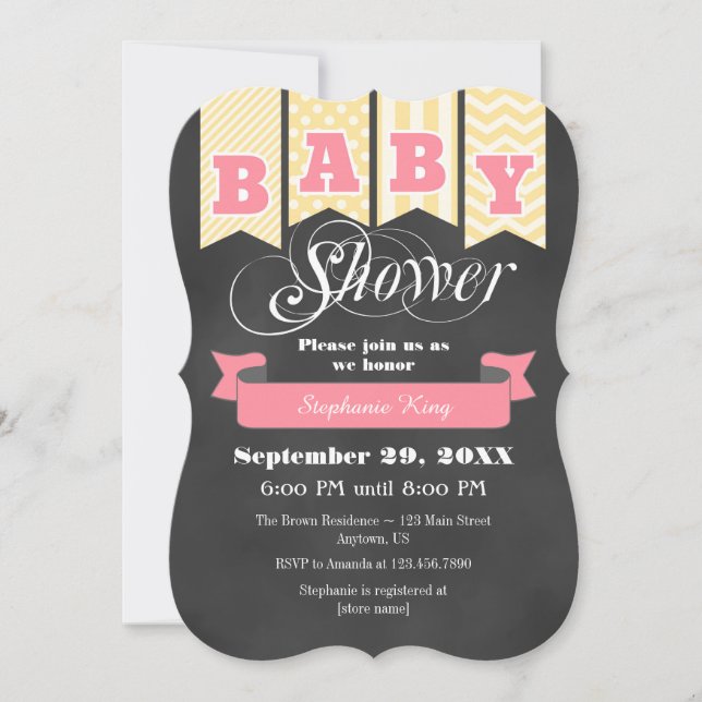 Invitación de Baby Shower a la bandera de la placa (Anverso)