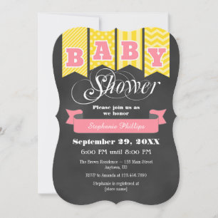 Invitación de Baby Shower a la bandera rosa amaril