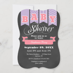 Invitación de Baby Shower a la bandera rosa del ta