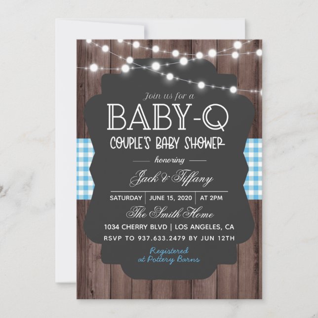 Invitación de Baby Shower a la barbacoa Baby-Q (Anverso)