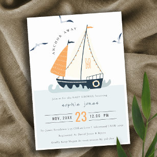 Invitación de Baby Shower a la barca náutica náuti