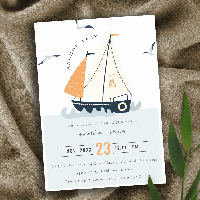 Invitación de Baby Shower a la barca náutica náuti (Subido por el creador)