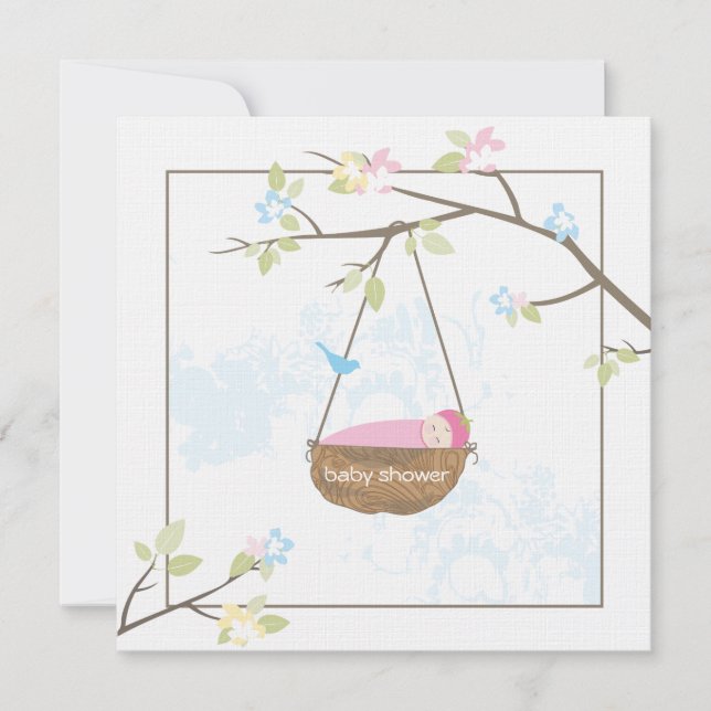 Invitación de Baby Shower a la bebé que duerme (Anverso)