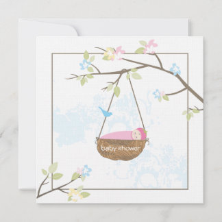 Invitación de Baby Shower a la bebé que duerme