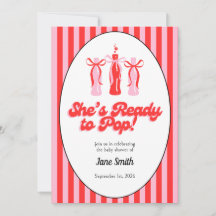 Invitación de Baby Shower a la Bebida Rosa y Roja