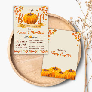 Invitación de Baby Shower a la caída de calabaza e