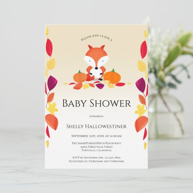 Invitación de Baby Shower a la caída de Pumpkin Fo (Anverso de pie)