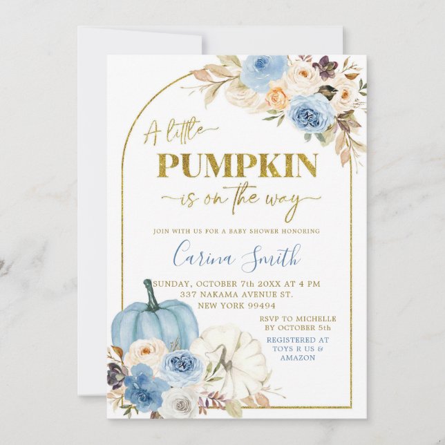 Invitación de Baby Shower a la caída floral de la  (Anverso)