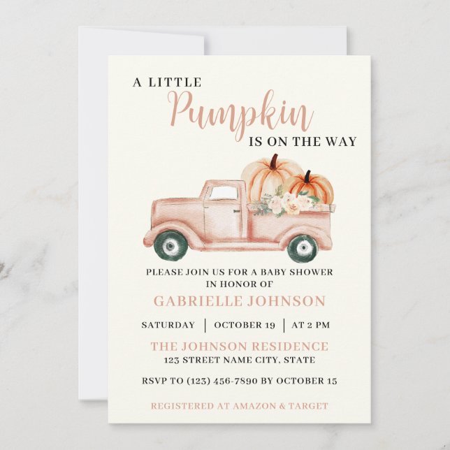 Invitación de Baby Shower a la caída rústica de la (Anverso)