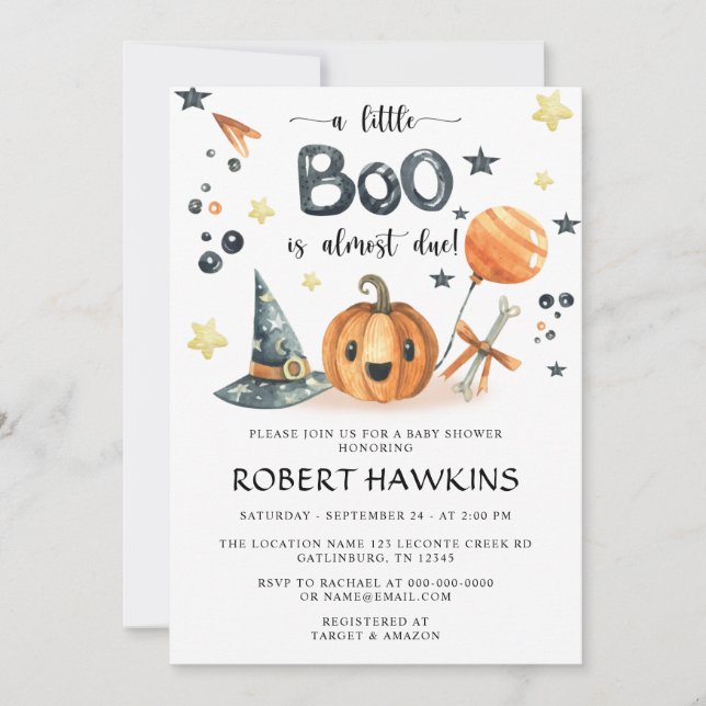 Invitación de Baby Shower a la calabaza de calabaz (Anverso)