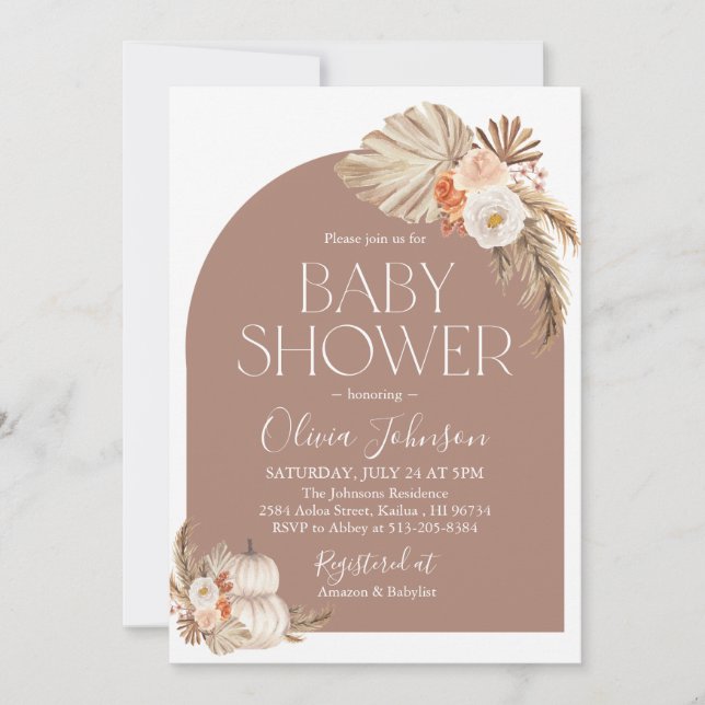 Invitación de Baby Shower a la Calabaza de Grass B (Anverso)