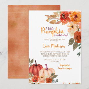 Invitación de Baby Shower a la calabaza de Naranja