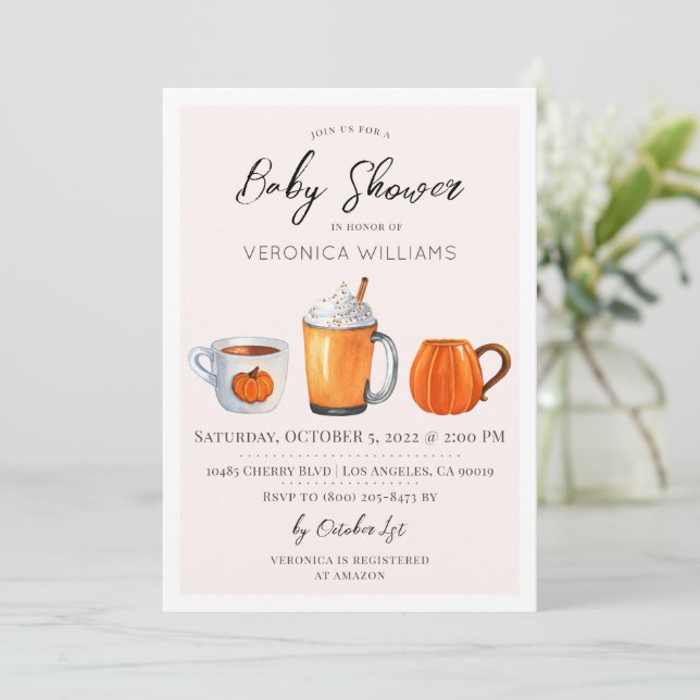 Invitación de Baby Shower a la Calabaza de Otoño (Anverso de pie)
