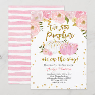 Invitación de Baby Shower a la calabaza dorada y r
