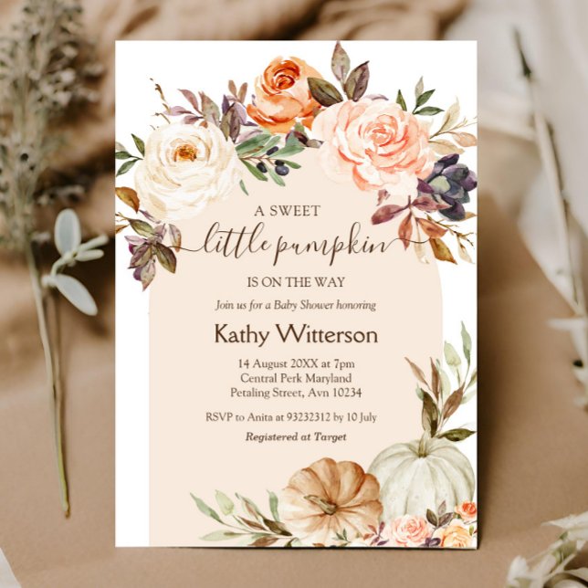 Invitación de Baby Shower a la Calabaza Floral Boh (Subido por el creador)