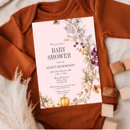 Invitación de Baby Shower a la Calabaza Floral Caí