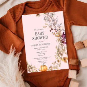 Invitación de Baby Shower a la Calabaza Floral Caí