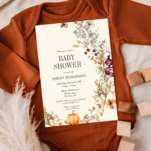 Invitación de Baby Shower a la Calabaza Floral Caí