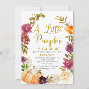 Invitación de Baby Shower a la Calabaza Floral de 