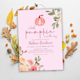 Invitación de Baby Shower a la calabaza floral ros