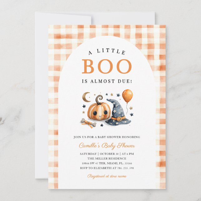 Invitación de Baby Shower a la calabaza Halloween (Anverso)