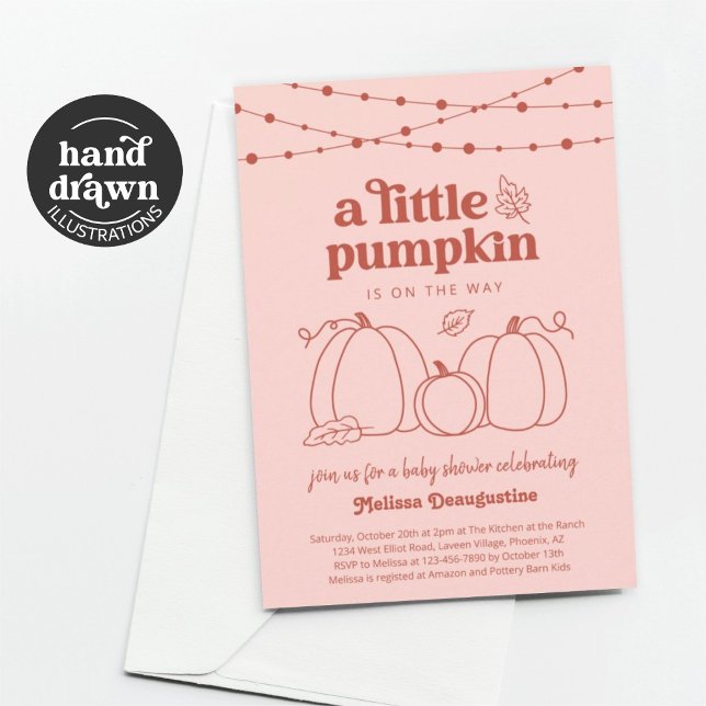 Invitación de Baby Shower a la calabaza rosa para  (Subido por el creador)