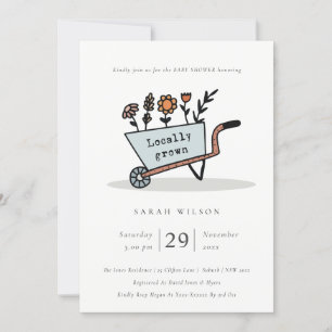 Invitación de Baby Shower a la cesta floral azul d