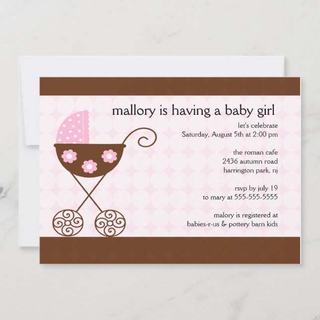 Invitación de Baby Shower a la "chica de moda" (Anverso)