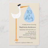 Invitación de Baby Shower a la cigüeña moderna - n