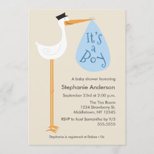 Invitación de Baby Shower a la cigüeña moderna - n
