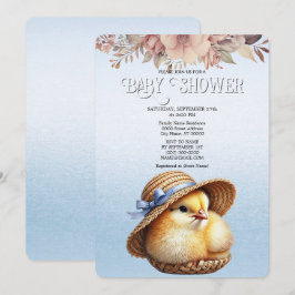 Invitación de Baby Shower a la cinta azul de peque