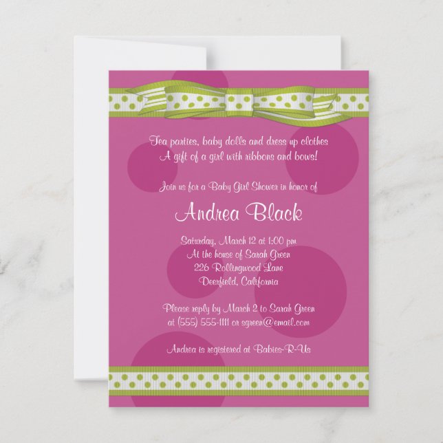 Invitación de Baby Shower a la cinta de puntos de  (Anverso)