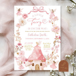 Invitación de Baby Shower a la Coquette Fairy Bow 