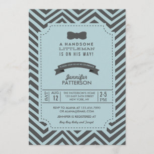 Invitación de Baby Shower a la corbata de chevron 