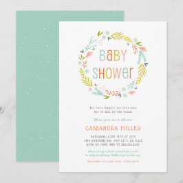 Invitación de Baby Shower a la corona de primavera
