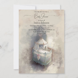 Invitación de Baby Shower a la cuna de bebé Shabby