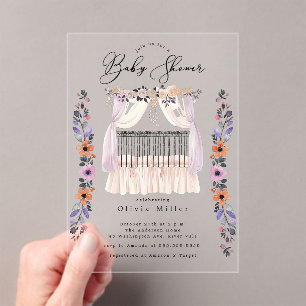 Invitación de Baby Shower a la cuna floral