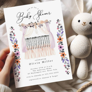 Invitación de Baby Shower a la cuna floral