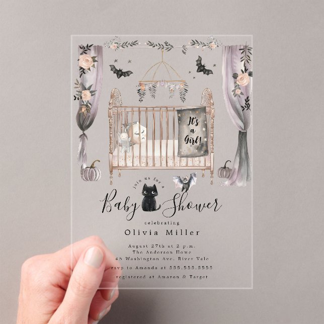 Invitación de Baby Shower a la cuna gótica (Insitu (portátil))
