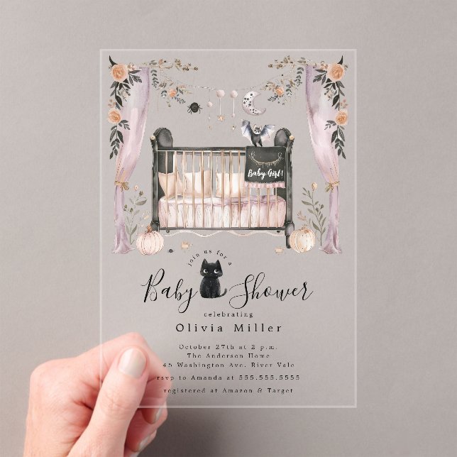 Invitación de Baby Shower a la cuna gótica (Insitu (portátil))