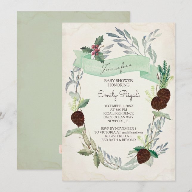 Invitación de Baby Shower a la energía verde del i (Anverso / Reverso)