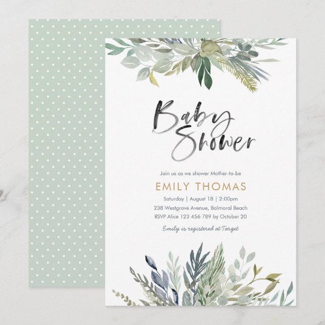 Invitación de Baby Shower a la energía verde - neu (Anverso / Reverso)