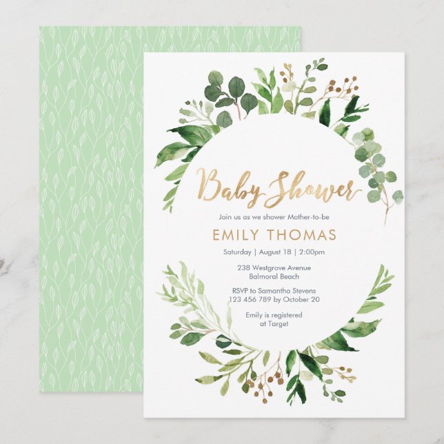 Invitación de Baby Shower a la energía verde - neu (Anverso / Reverso)