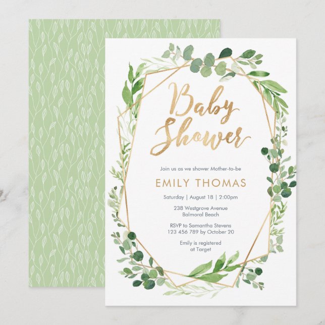 Invitación de Baby Shower a la energía verde - neu (Anverso / Reverso)