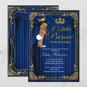 Invitación de Baby Shower a la etnia de Navy Blue