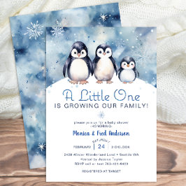 Invitación de Baby Shower a la familia Penguin