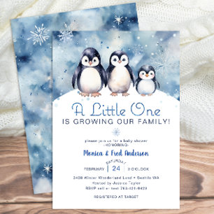 Invitación de Baby Shower a la familia Penguin