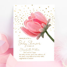 Invitación de Baby Shower a la flor acuática