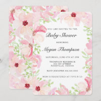 Invitación de Baby Shower a la flor color agua ros