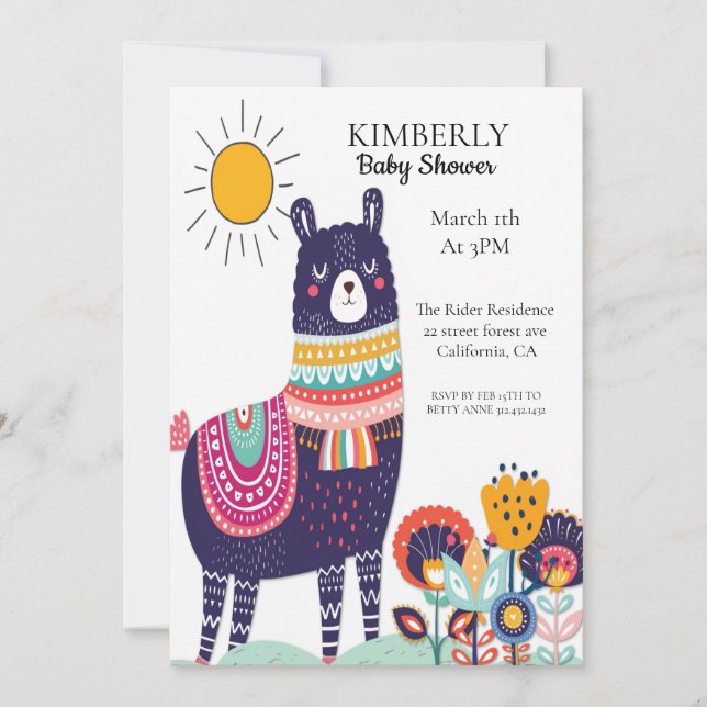 Invitación de Baby Shower a la flor de primavera d (Anverso)